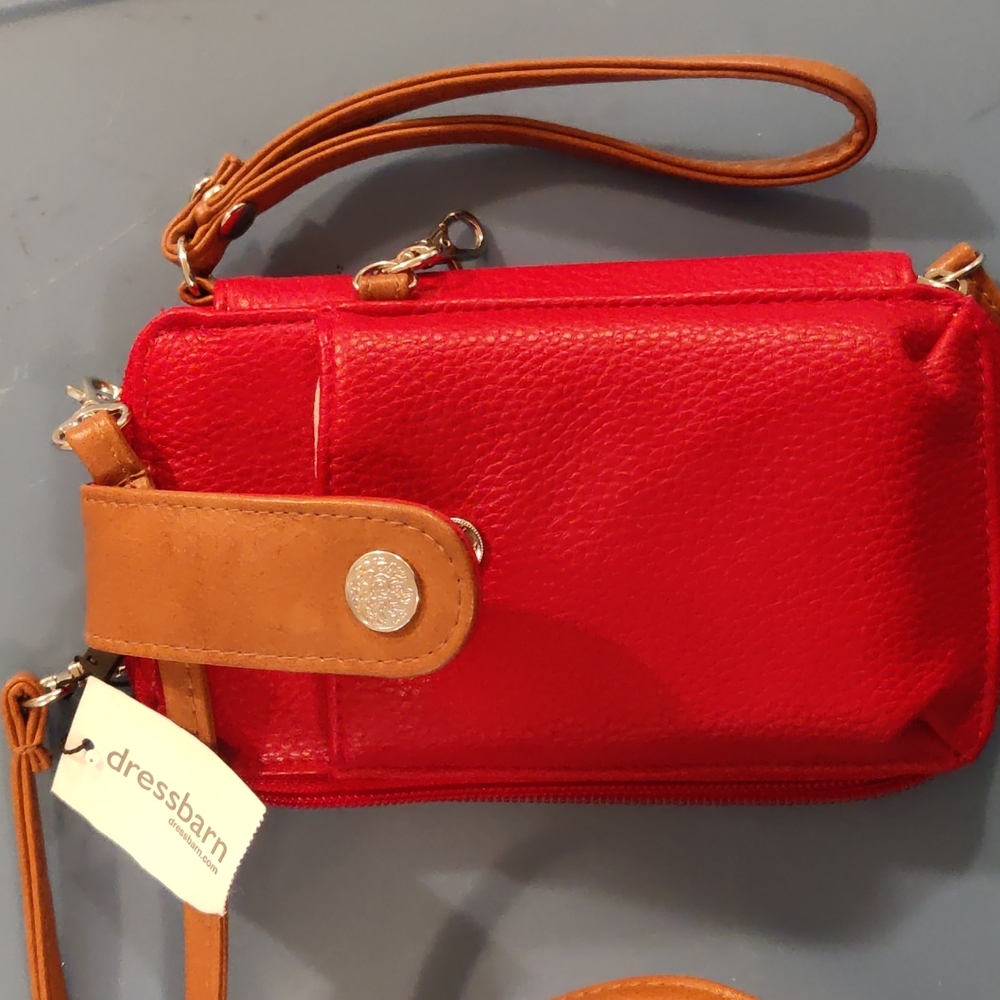 Red crossbody/ wristlet purse